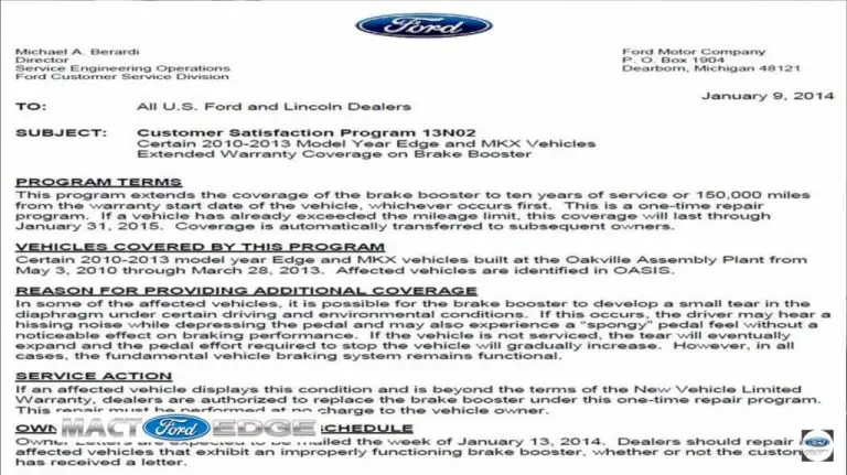 Uncovering the Recall Issue of the Ford Edge Brake Booster