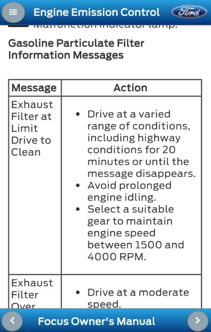 Exhaust Filter Overloaded Drive to Clean