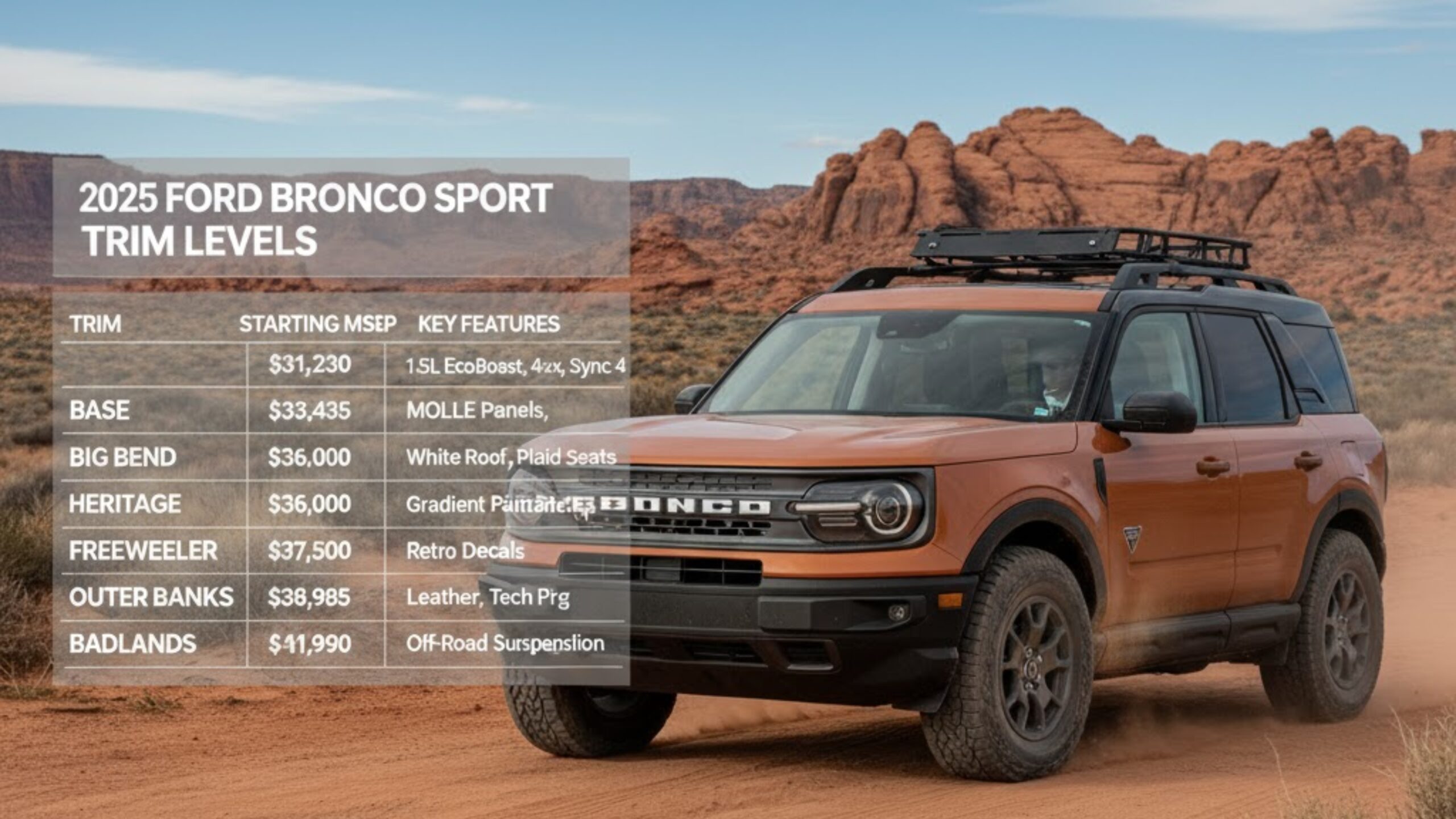 Ford Bronco Sport Trim Levels Chart