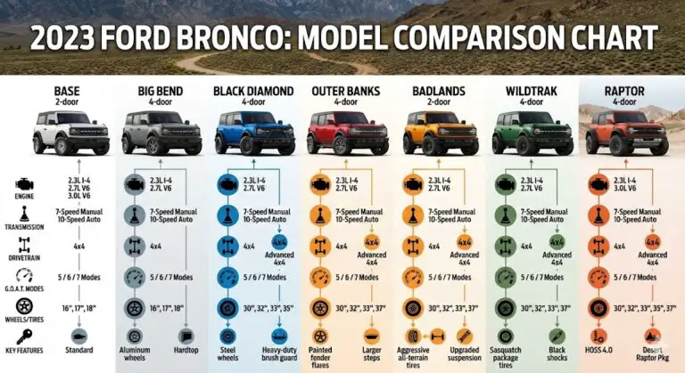 2023 ford bronco model comparison chart
