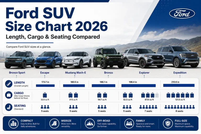 Ford SUV Size Chart 2026: Length, Cargo & Seating Compared 8 Ford SUV Size Chart 2026