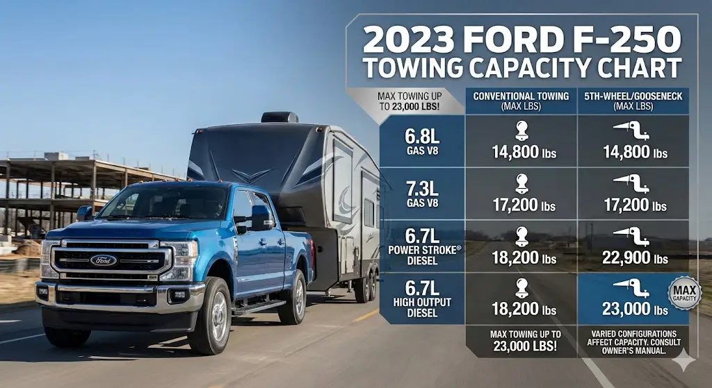 2023 ford f-250 towing capacity chart