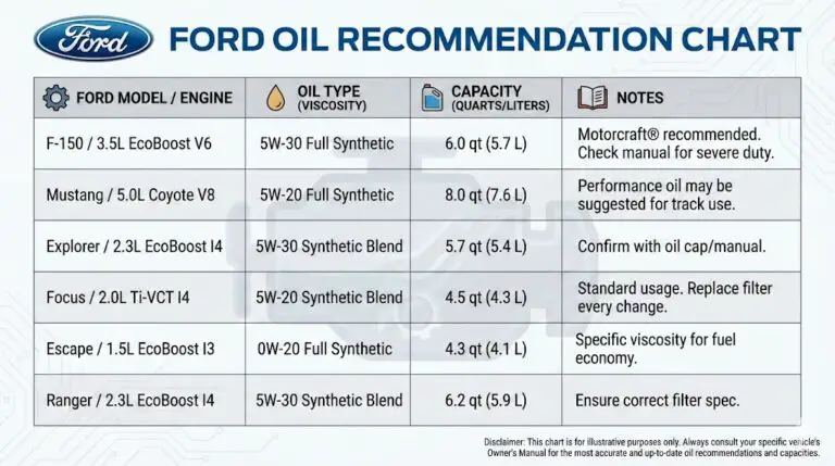 Ford Engine Oil Recommendation Chart