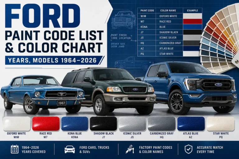 Ford Paint Code List & Color Chart: Years, Models 1964–2026