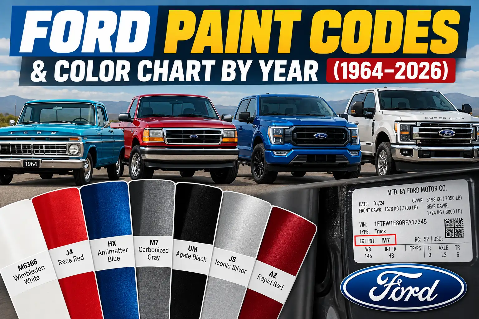 Ford Paint Codes & Color Chart by Year (1964–2026)