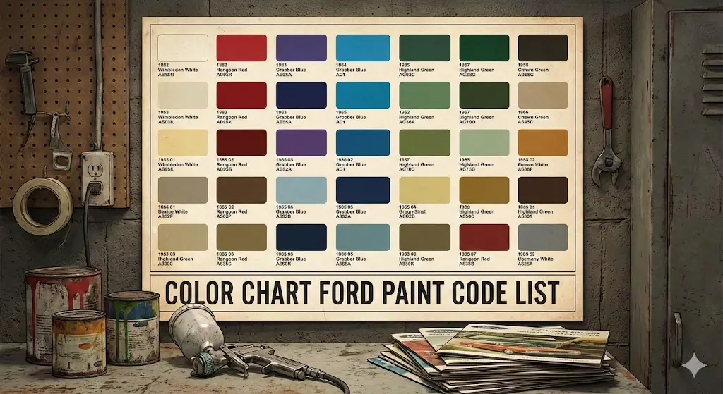 color chart ford paint code list