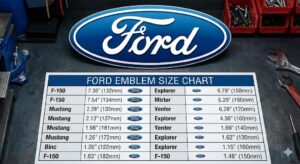 ford emblem size chart