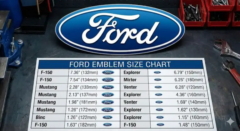 ford emblem size chart