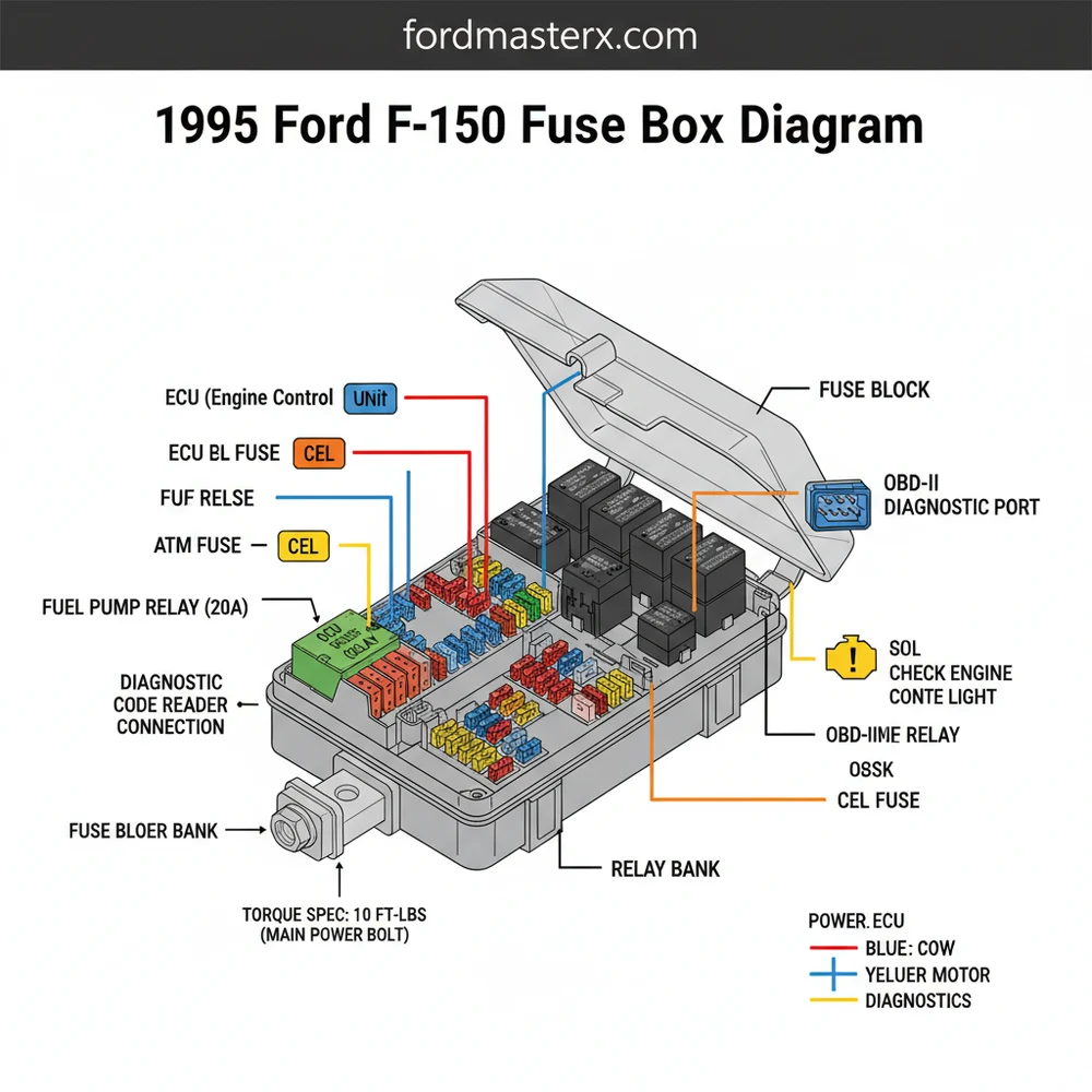 1995 ford f150 fuse box diagram diagram with labeled components and explanations