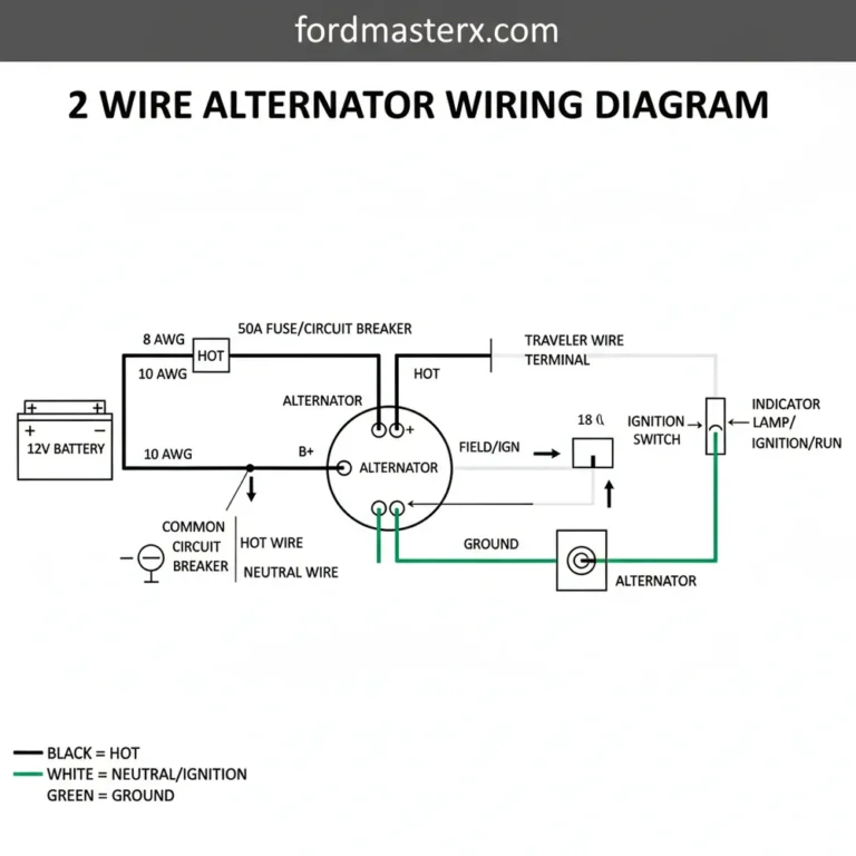 2 wire alternator wiring diagram diagram with labeled components and explanations