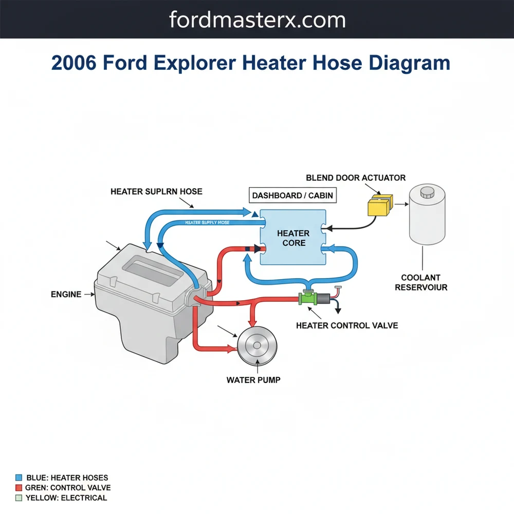 2006 ford explorer heater hose diagram diagram with labeled components and explanations