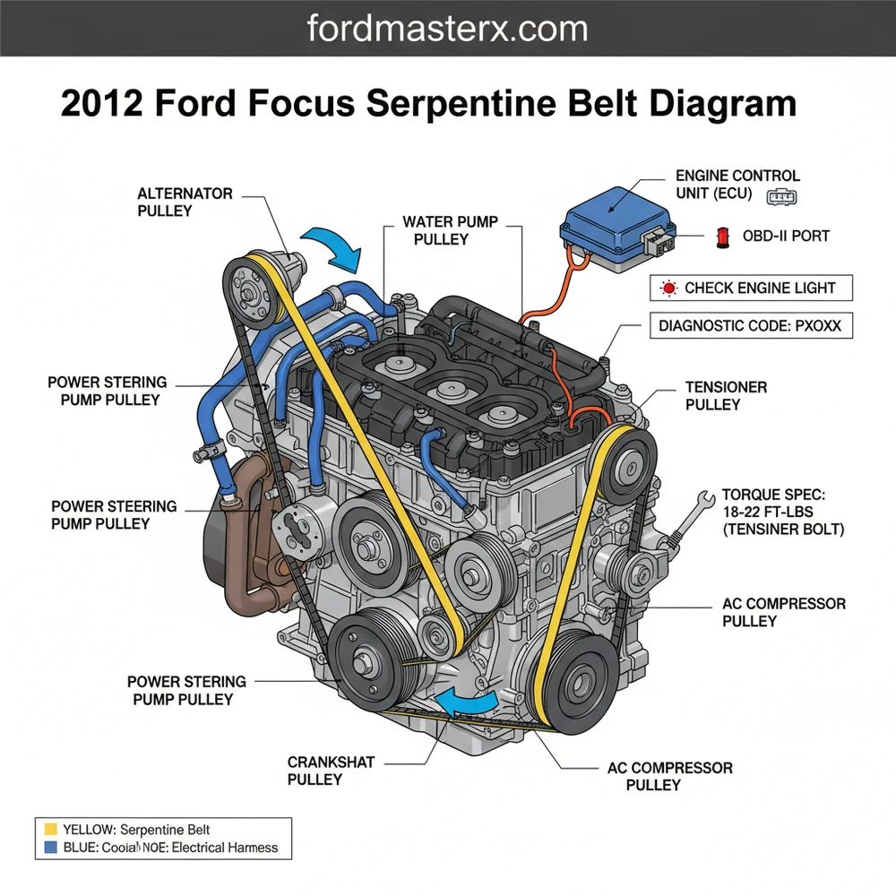 2012 ford focus serpentine belt diagram diagram with labeled components and explanations