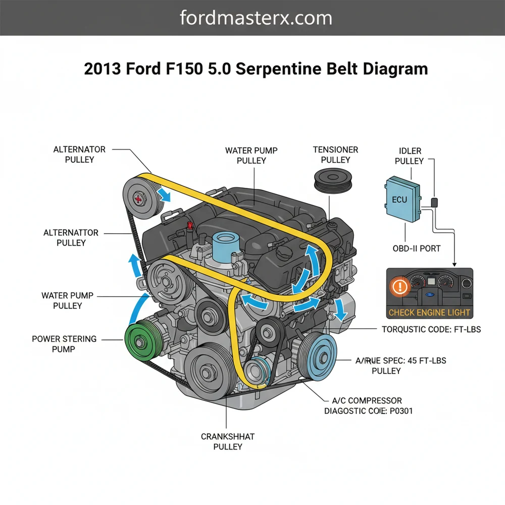 2013 ford f150 5.0 serpentine belt diagram diagram with labeled components and explanations