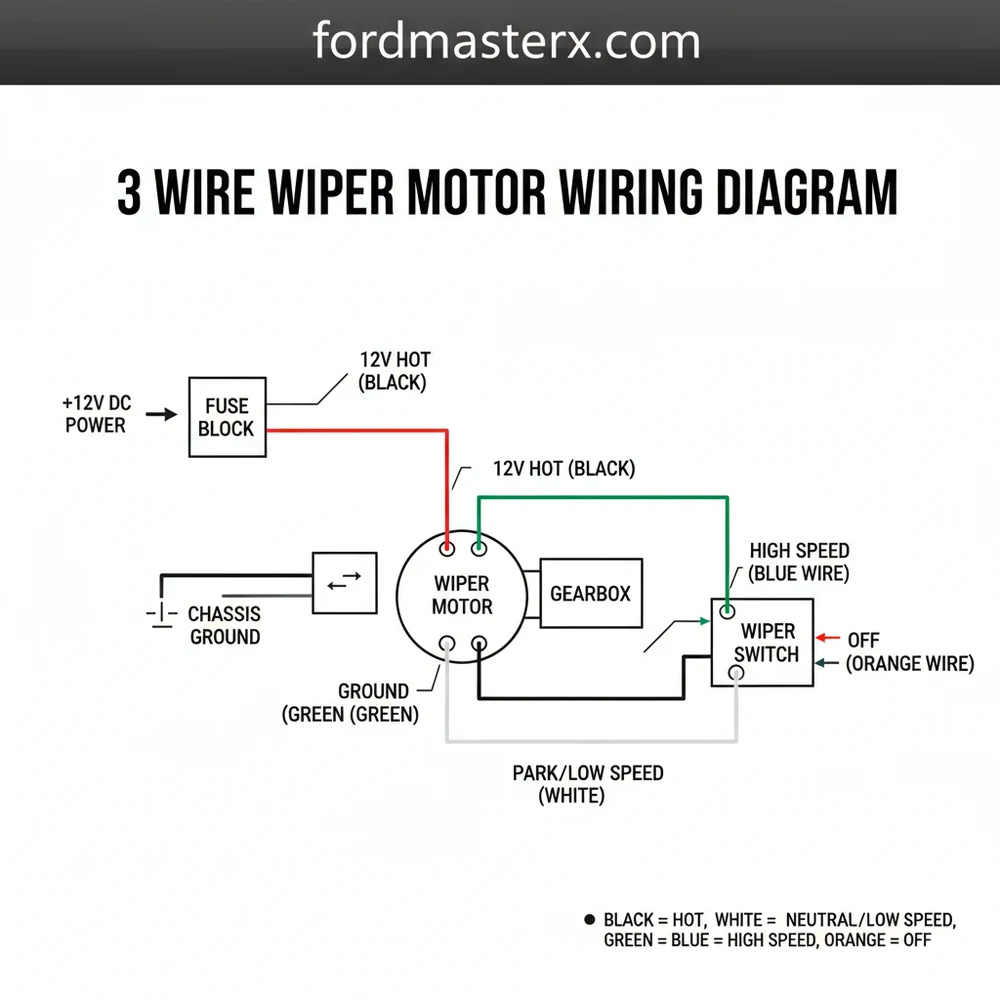 3 wire wiper motor wiring diagram diagram with labeled components and explanations