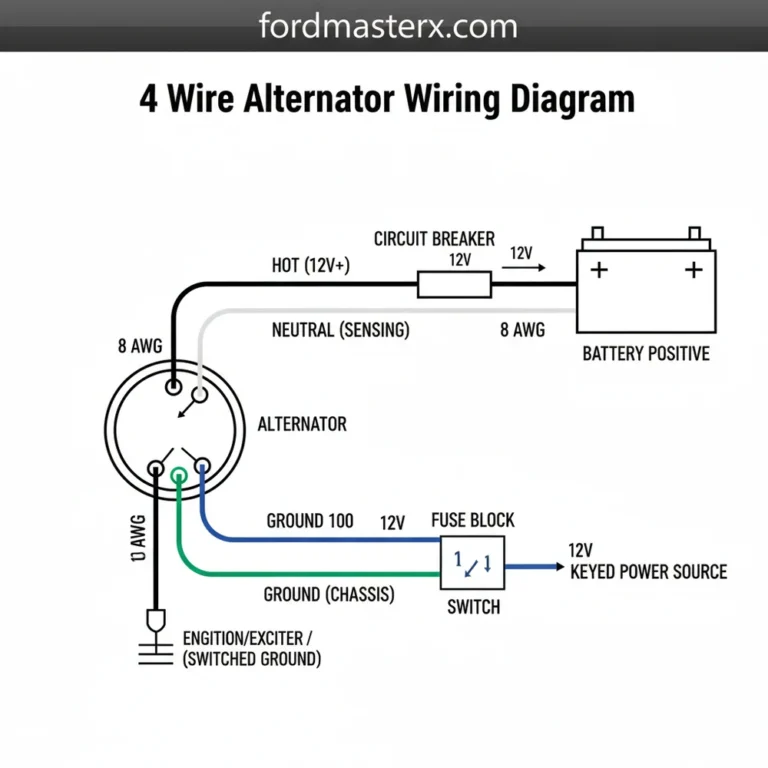 4 wire alternator wiring diagram diagram with labeled components and explanations