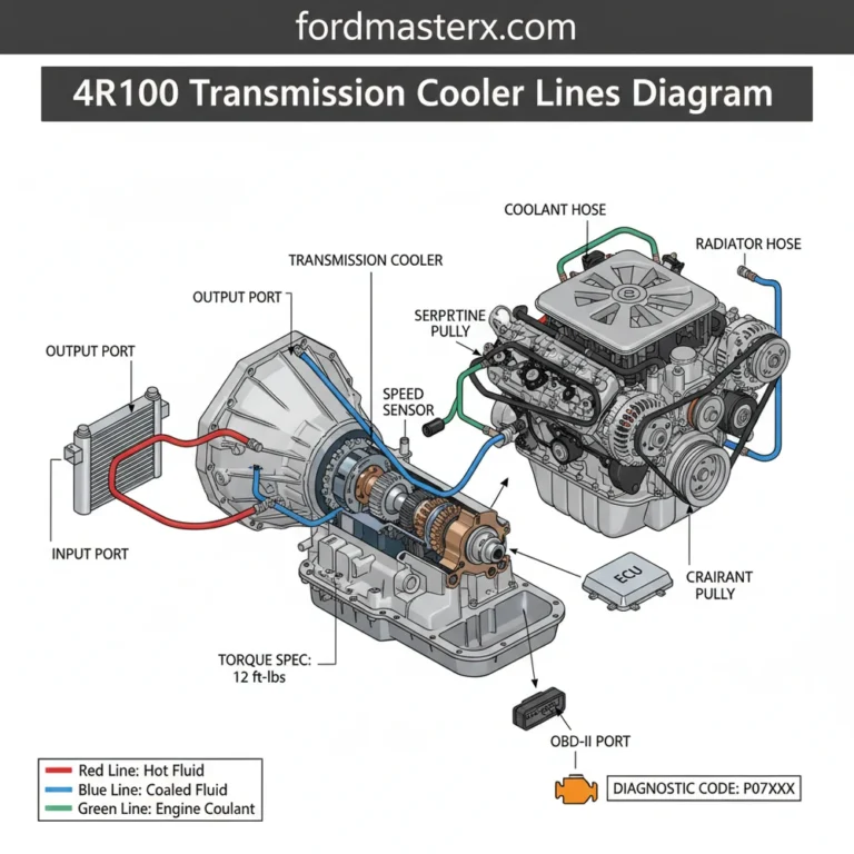4r100 transmission cooler lines diagram diagram with labeled components and explanations