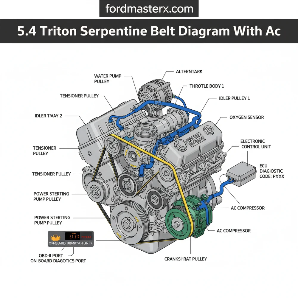 5.4 triton serpentine belt diagram with ac diagram with labeled components and explanations