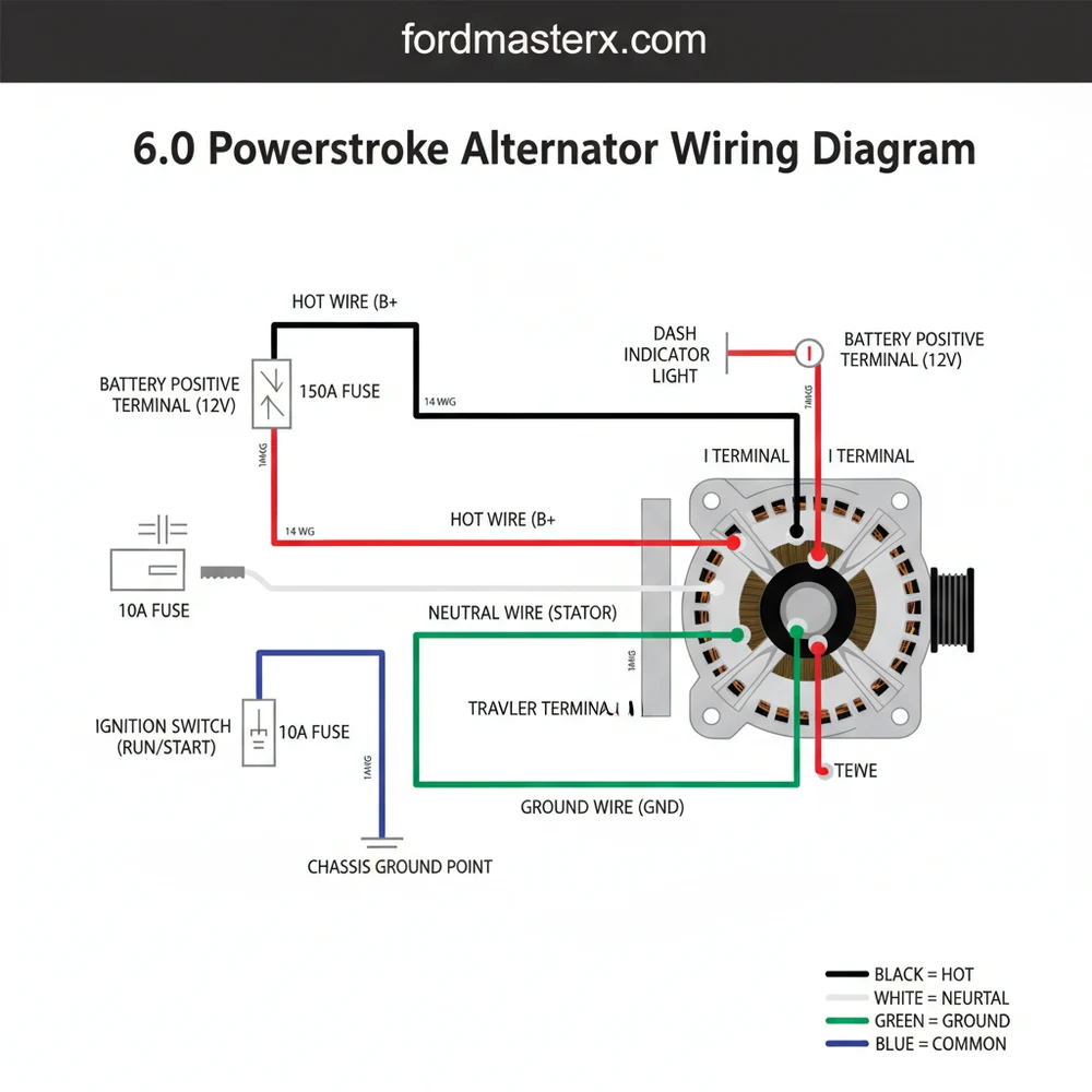 6.0 powerstroke alternator wiring diagram diagram with labeled components and explanations