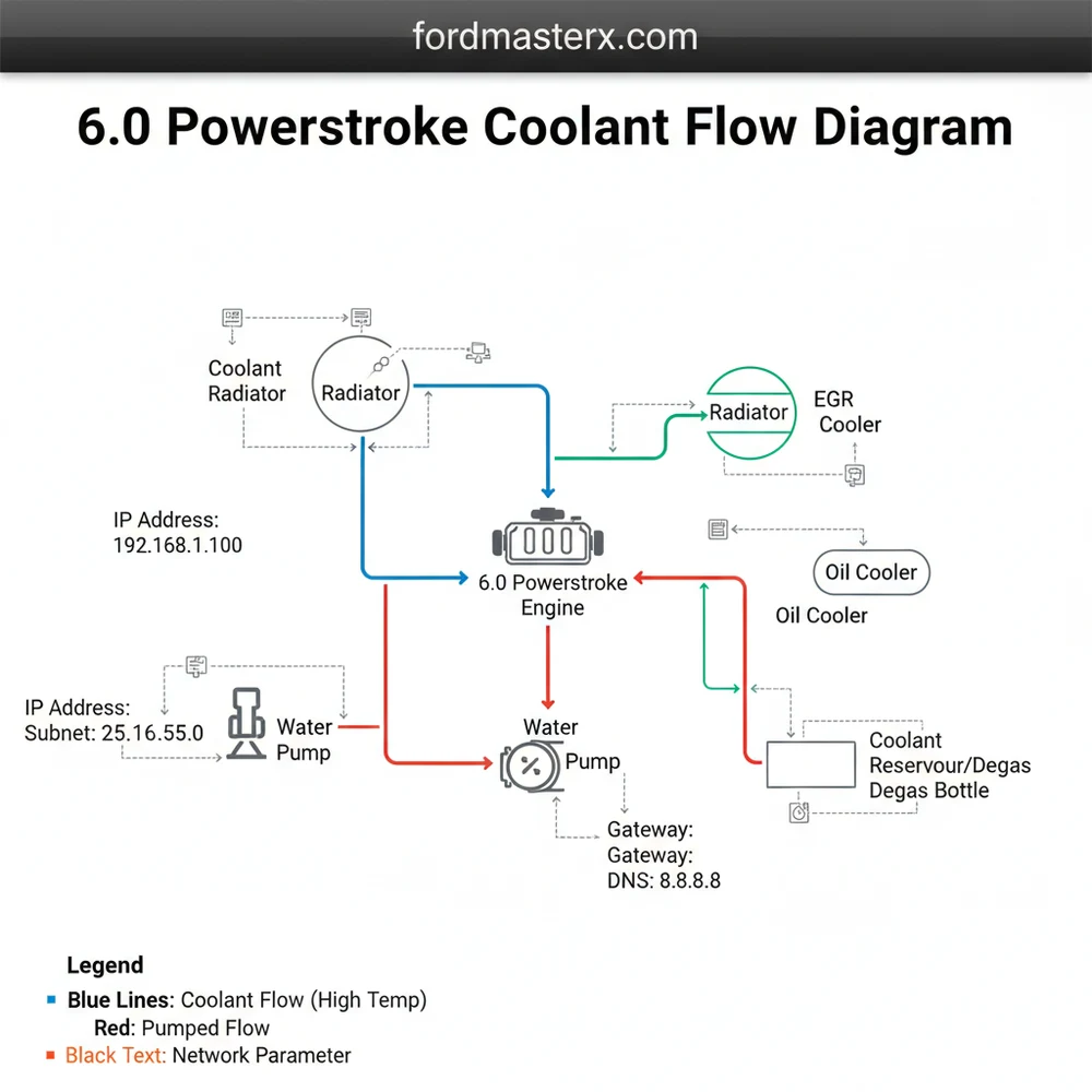 6.0 powerstroke coolant flow diagram diagram with labeled components and explanations