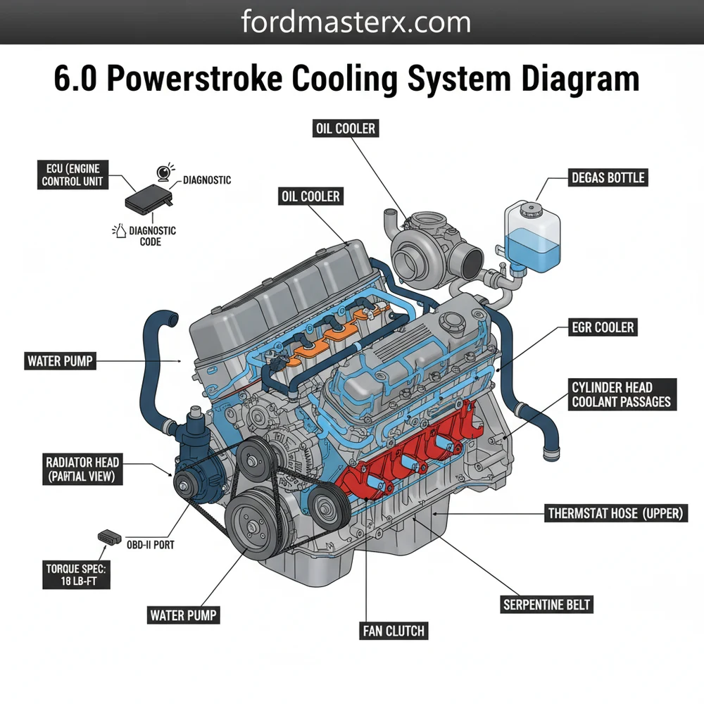 6.0 powerstroke cooling system diagram diagram with labeled components and explanations