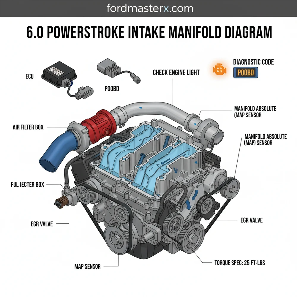 6.0 powerstroke intake manifold diagram diagram with labeled components and explanations