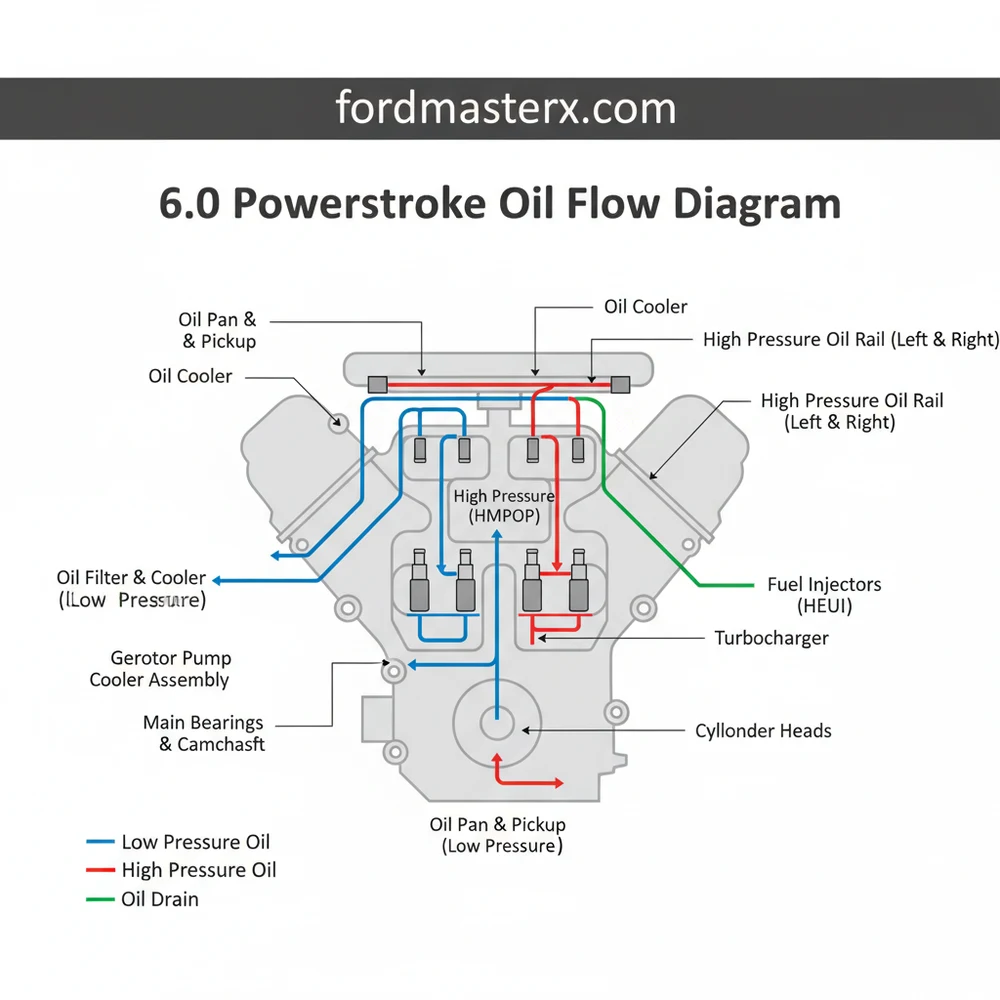 6.0 powerstroke oil flow diagram diagram with labeled components and explanations