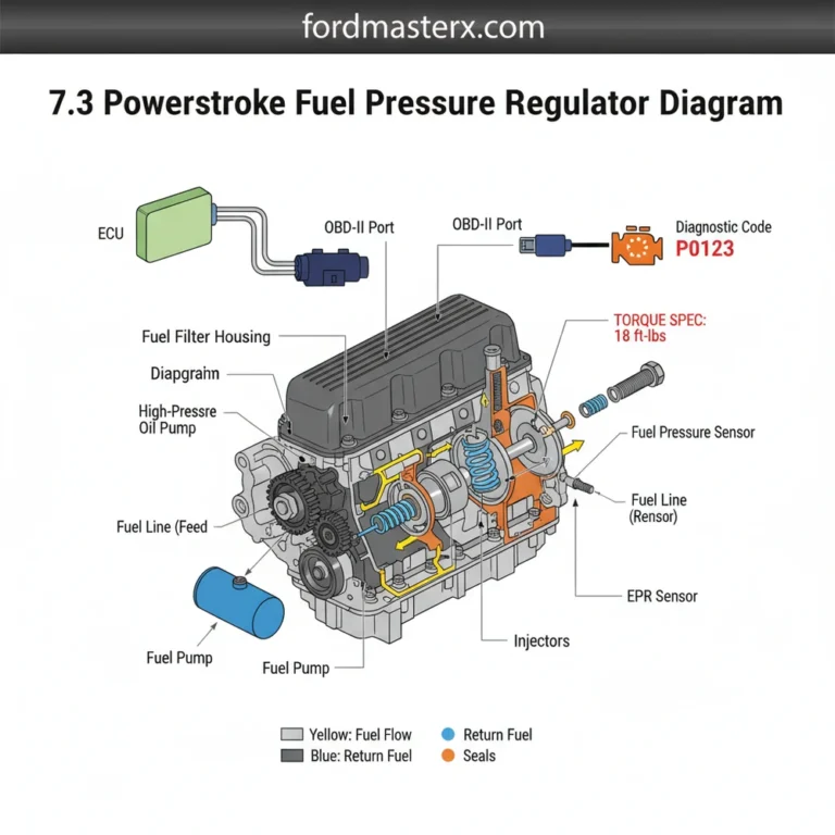 7.3 powerstroke fuel pressure regulator diagram diagram with labeled components and explanations