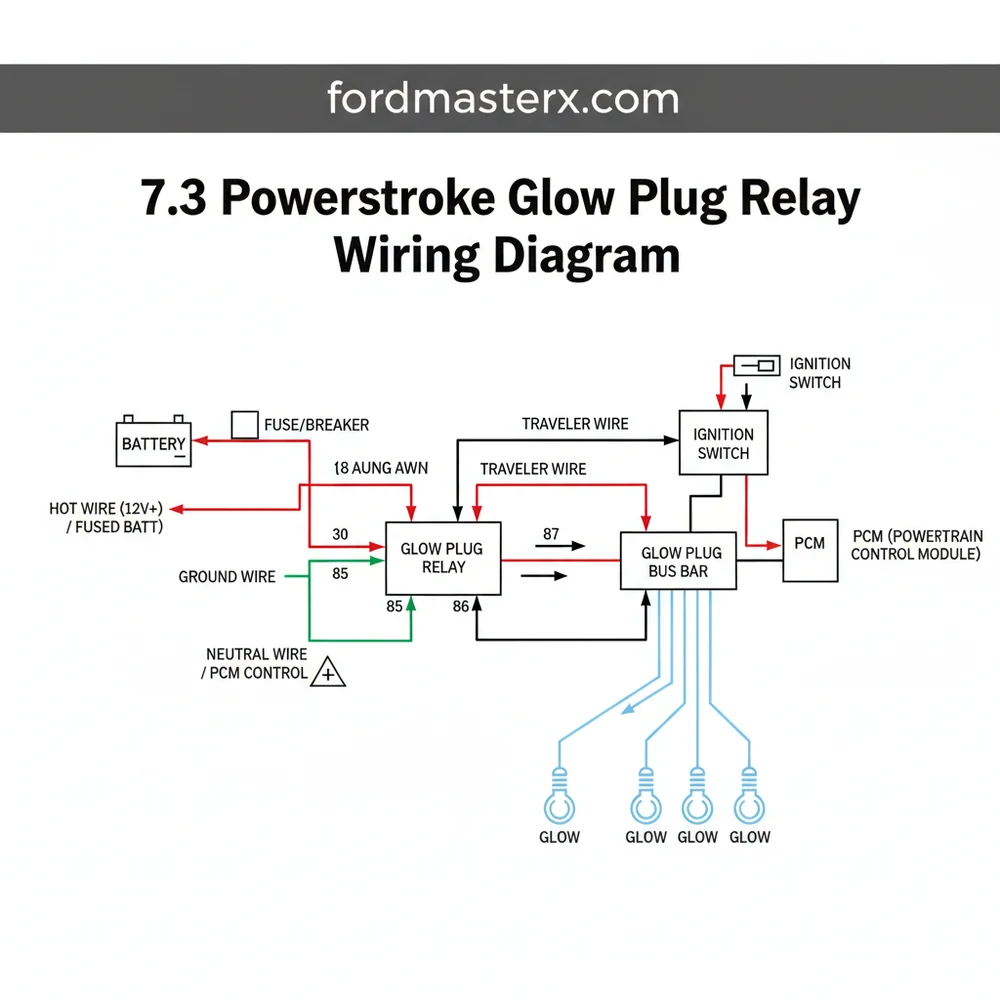 7.3 powerstroke glow plug relay wiring diagram diagram with labeled components and explanations