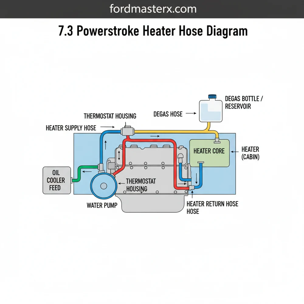 7.3 powerstroke heater hose diagram diagram with labeled components and explanations