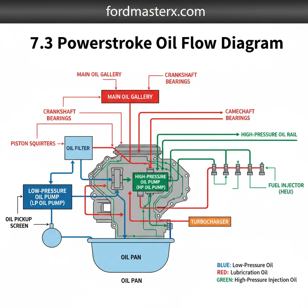 7.3 powerstroke oil flow diagram diagram with labeled components and explanations