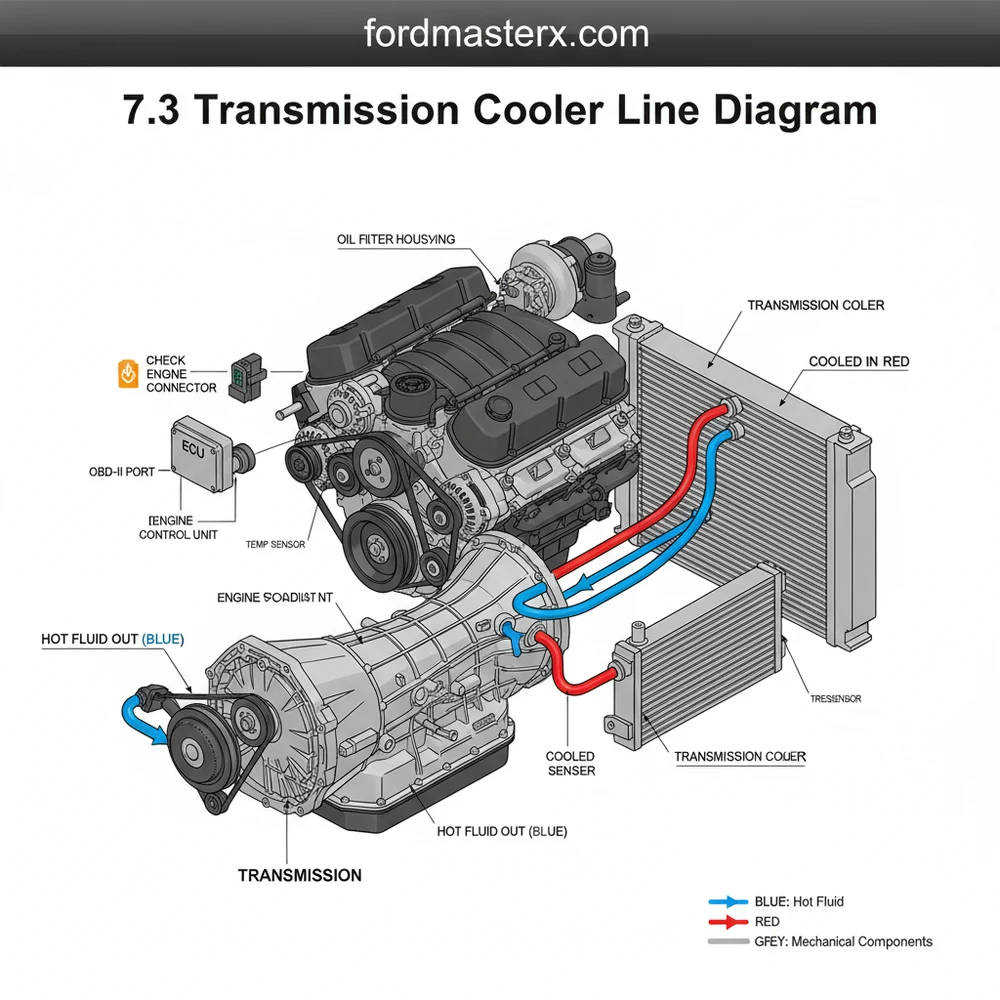 7.3 transmission cooler line diagram diagram with labeled components and explanations