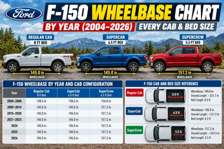 Ford F-150 Wheelbase Chart by Year (2004–2026): Every Cab & Bed Size 13 Ford F-150 Wheelbase Chart by Year (2004–2026): Every Cab & Bed Size