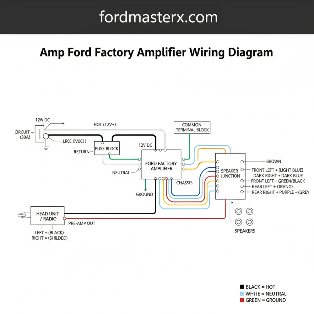 amp ford factory amplifier wiring diagram diagram with labeled components and explanations