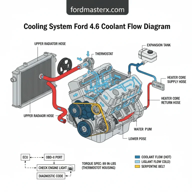cooling system ford 4.6 coolant flow diagram diagram with labeled components and explanations