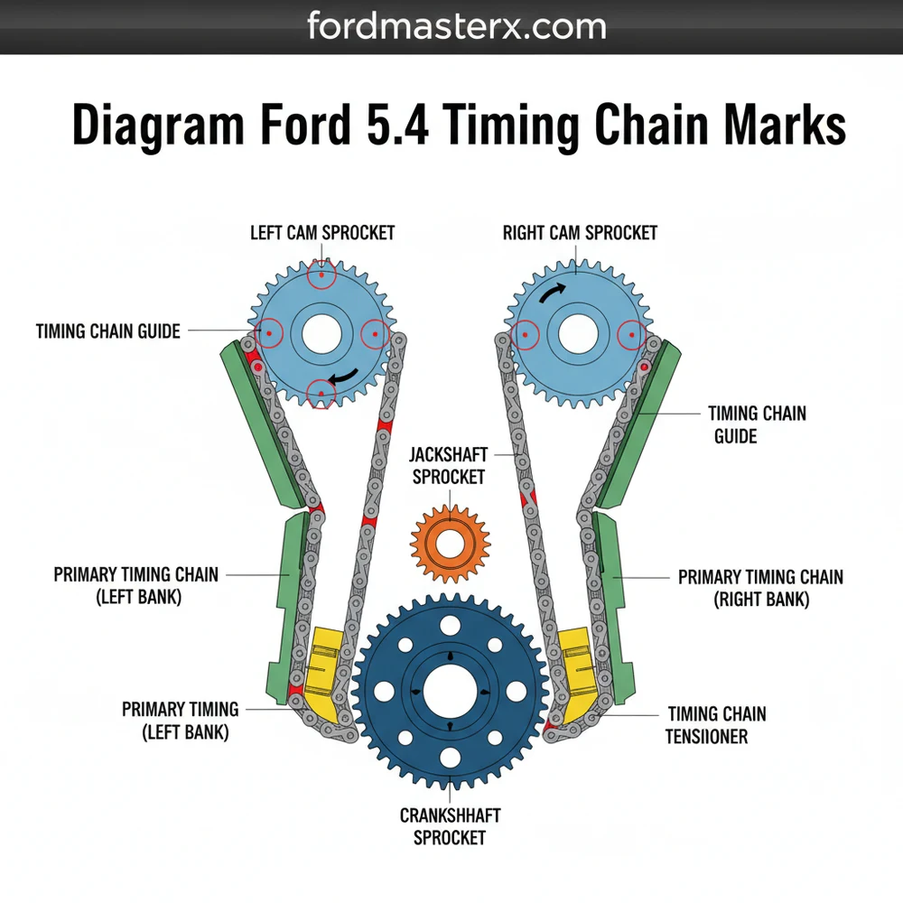 Diagram Ford 5.4 Timing Chain Marks: Alignment Guide
