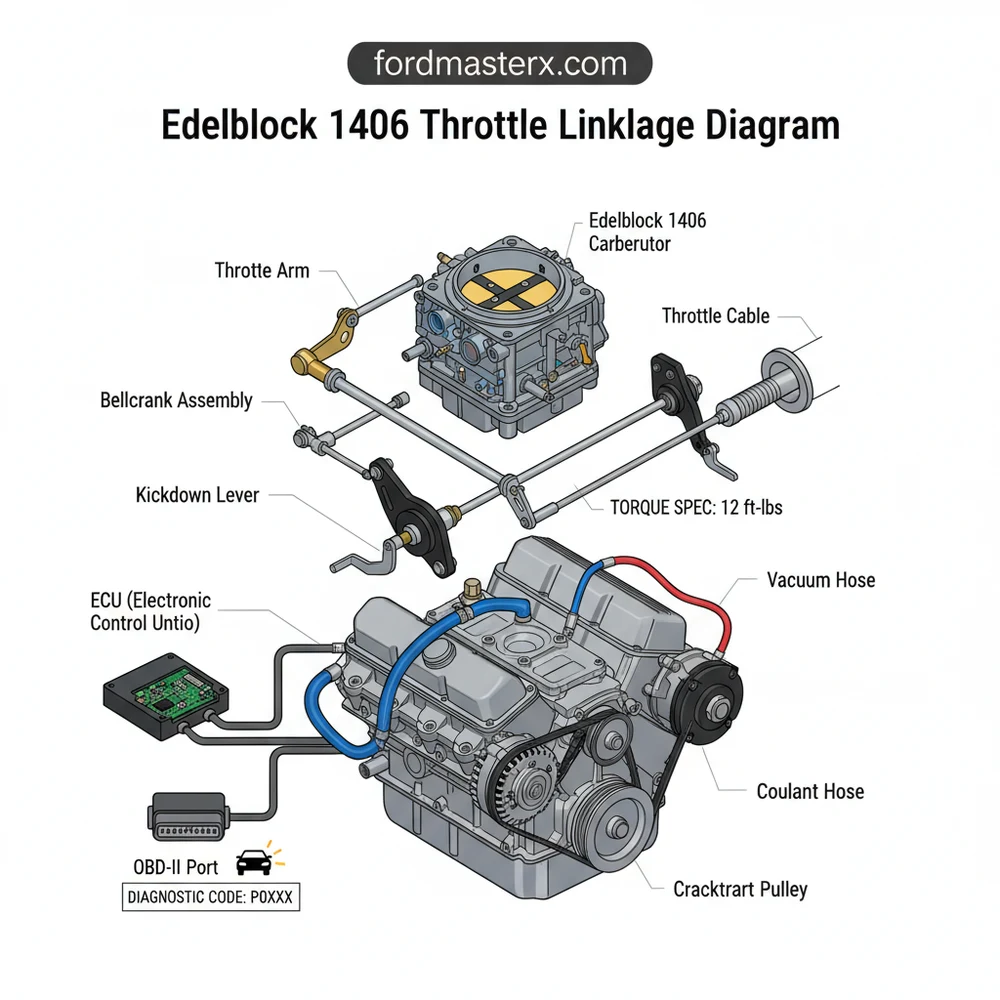 edelbrock 1406 throttle linkage diagram diagram with labeled components and explanations