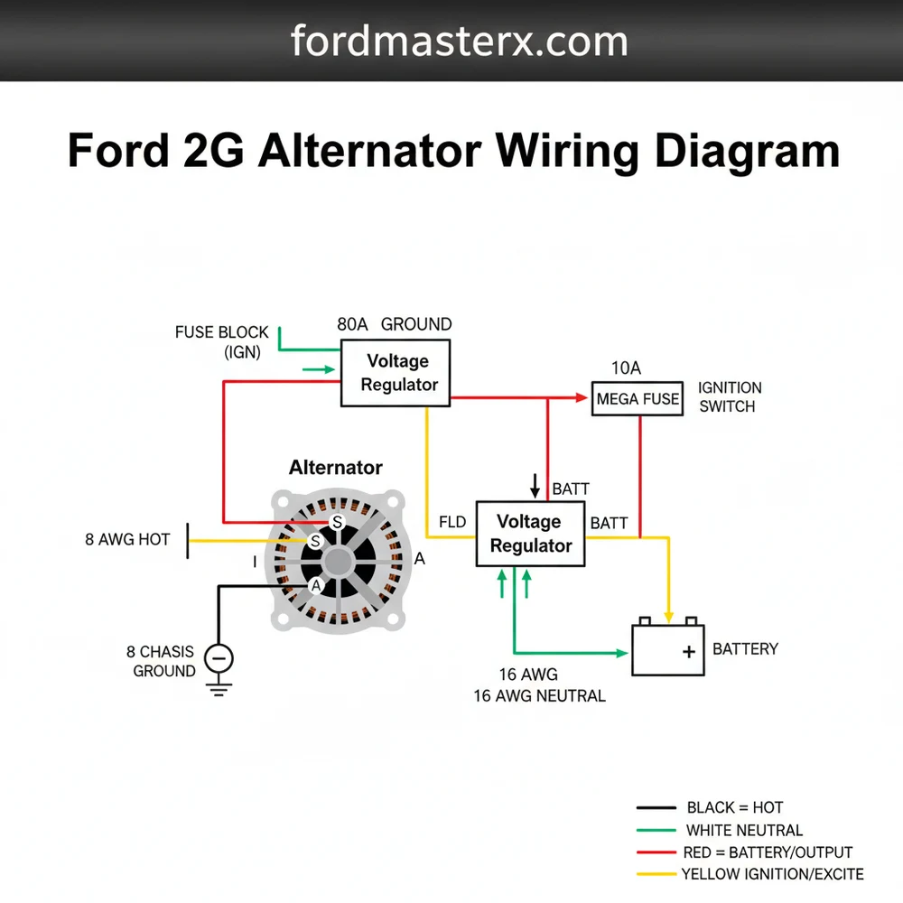 ford 2g alternator wiring diagram diagram with labeled components and explanations