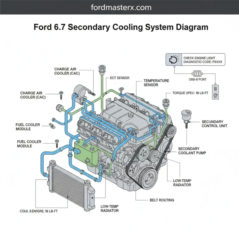 ford 6.7 secondary cooling system diagram diagram with labeled components and explanations