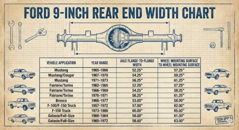ford 9 inch width chart
