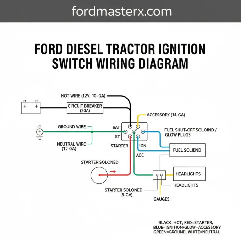 ford diesel tractor ignition switch wiring diagram diagram with labeled components and explanations