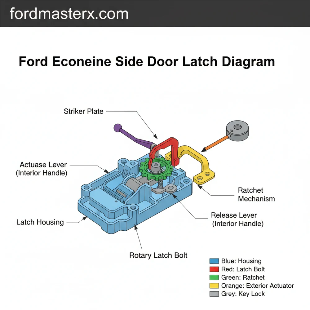 Ford Econoline Side Door Latch Diagram: Component Guide