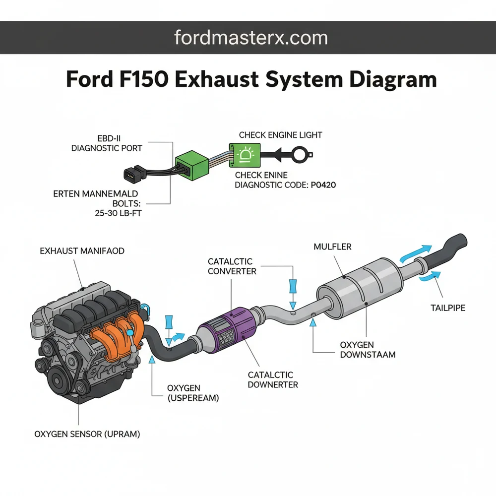 ford f150 exhaust system diagram diagram with labeled components and explanations