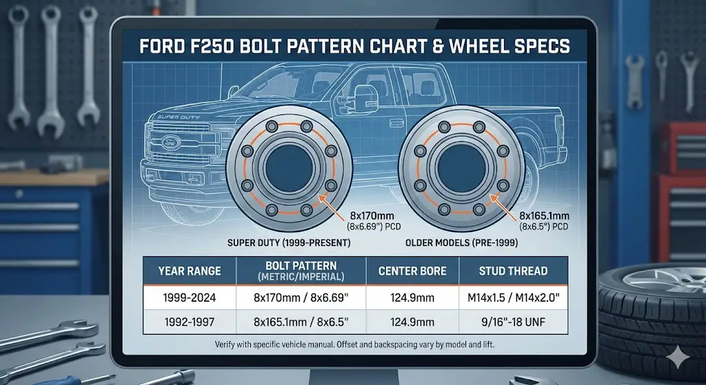 ford f250 bolt pattern chart