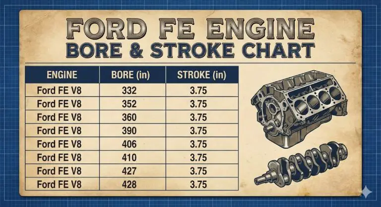 ford fe bore and stroke chart