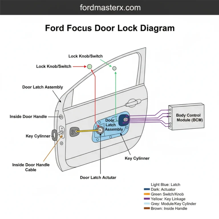 ford focus door lock diagram diagram with labeled components and explanations