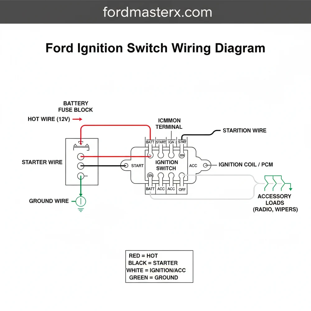 ford ignition switch wiring diagram diagram with labeled components and explanations