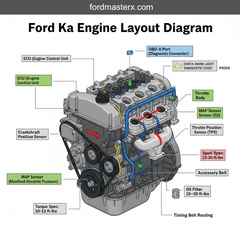 ford ka engine layout diagram diagram with labeled components and explanations