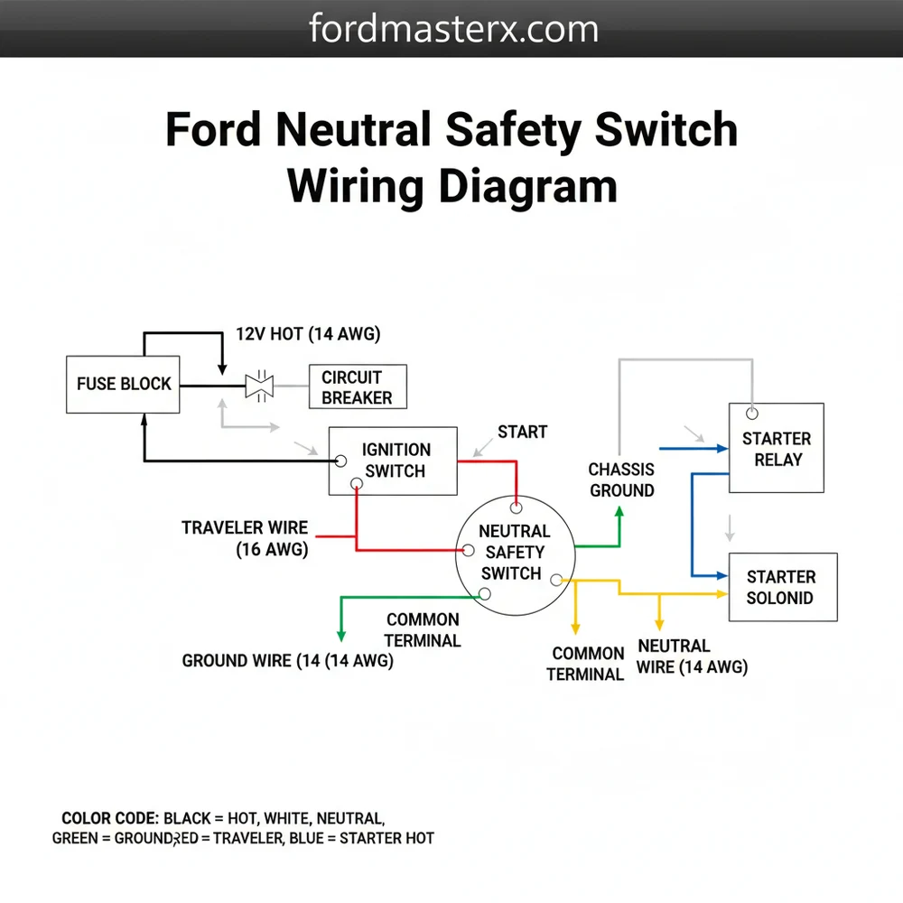 ford neutral safety switch wiring diagram diagram with labeled components and explanations