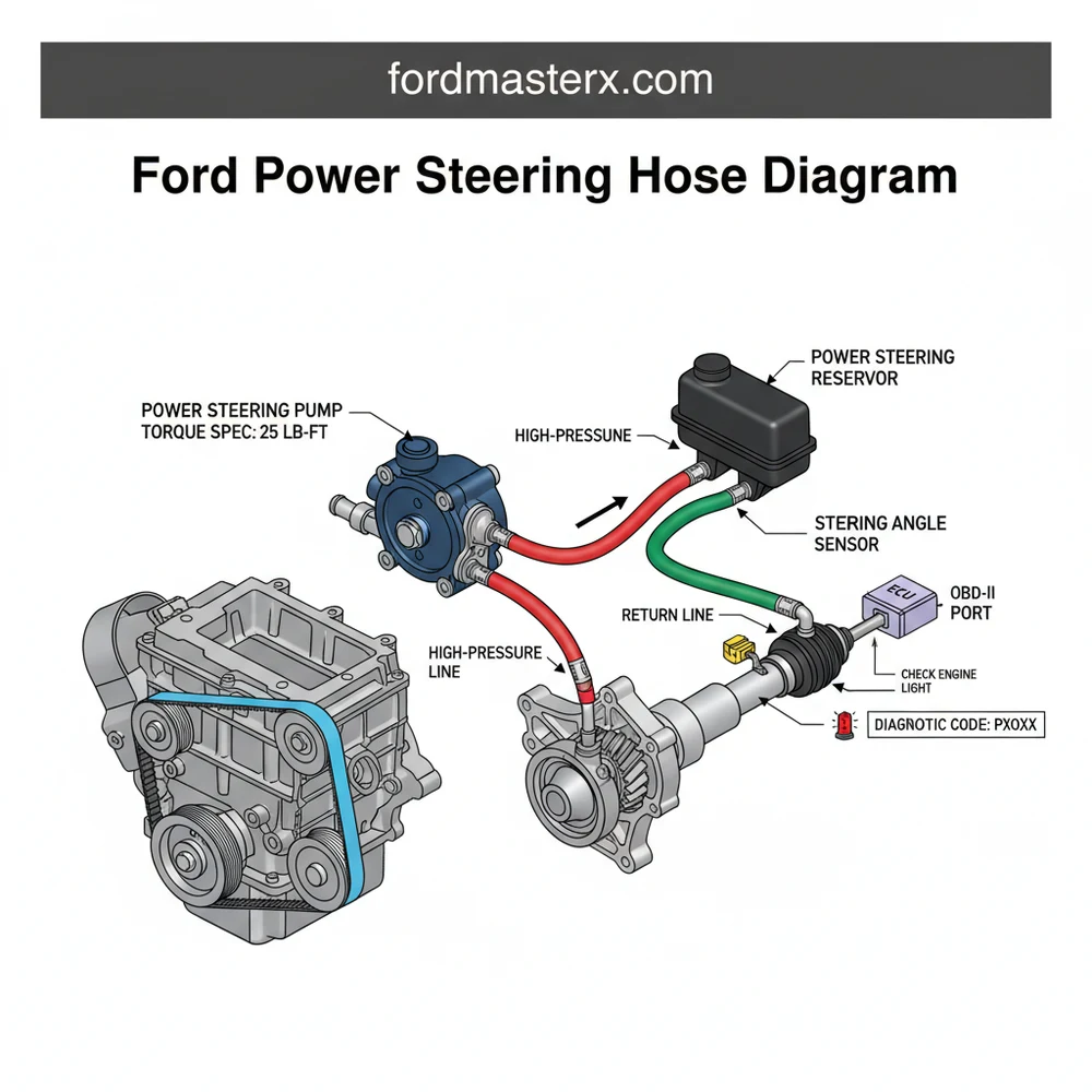 ford power steering hose diagram diagram with labeled components and explanations
