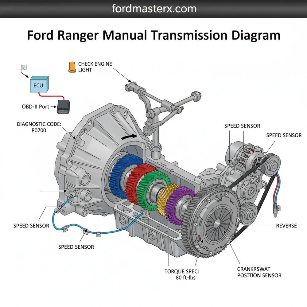 ford ranger manual transmission diagram diagram with labeled components and explanations